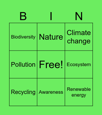 Sustainable development Bingo Card