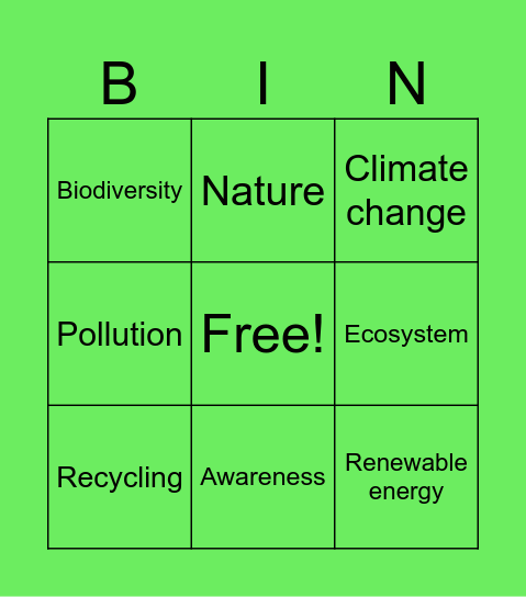 Sustainable development Bingo Card