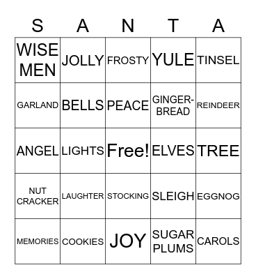 Rehab/TCC Christmas Bingo Card