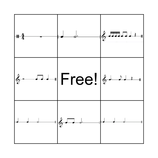 Rhythm Bingo Card