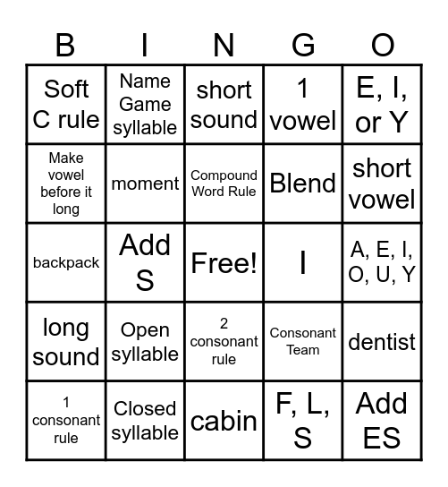 AAS 2 Lessons 1-13 Rules Bingo Card