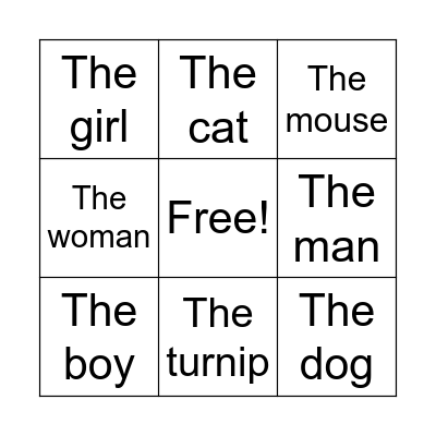 The Enormous Turnip Bingo Card