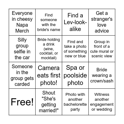 Caitlyn's Bachelorette Photo Bingo Card