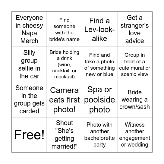 Caitlyn's Bachelorette Photo Bingo Card