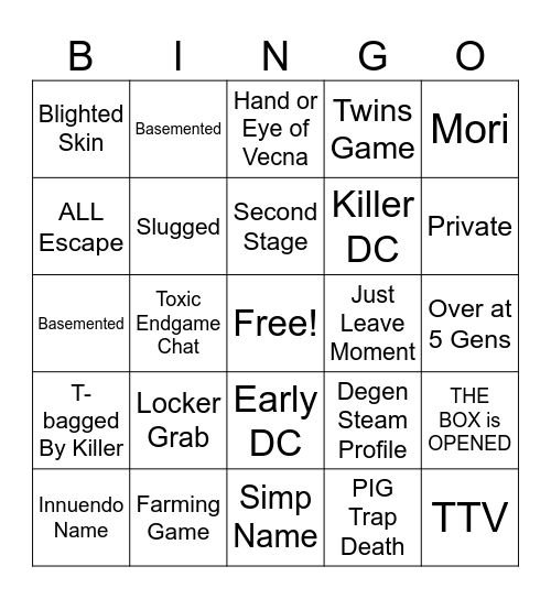 Bingo by Daylight Bingo Card