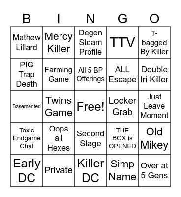 Bingo by Daylight Bingo Card