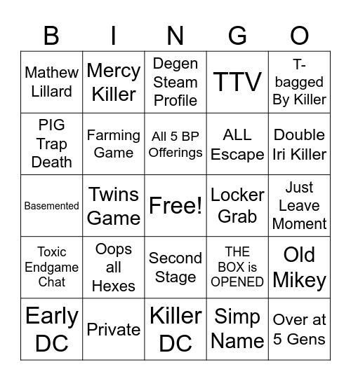 Bingo by Daylight Bingo Card