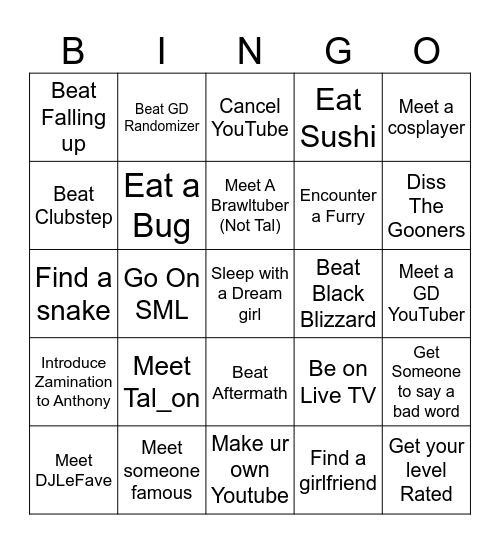 Goals Bingo Card