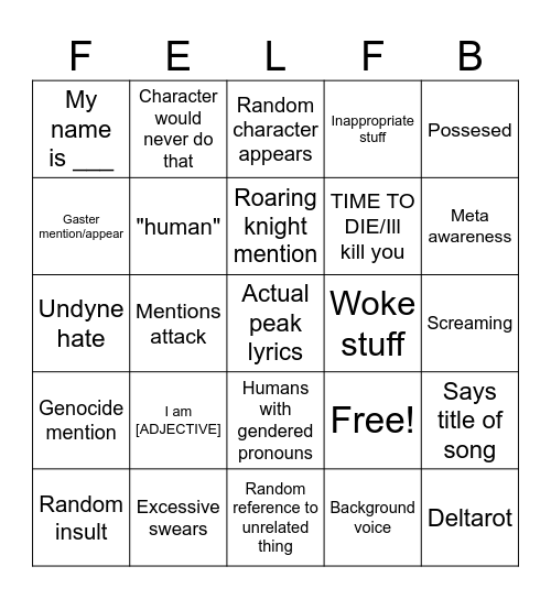 Felfeb Bingo Card