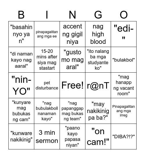olc class in chemlec Bingo Card