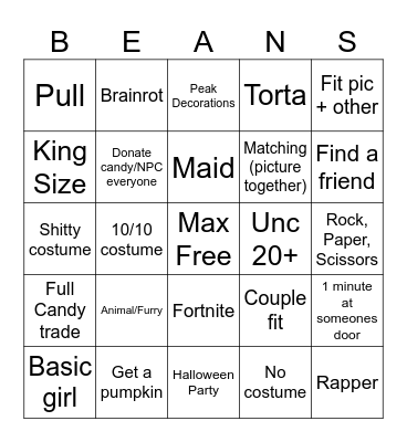 HallowbeaN Bingo Card
