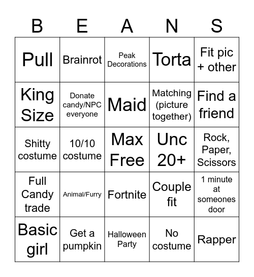 HallowbeaN Bingo Card