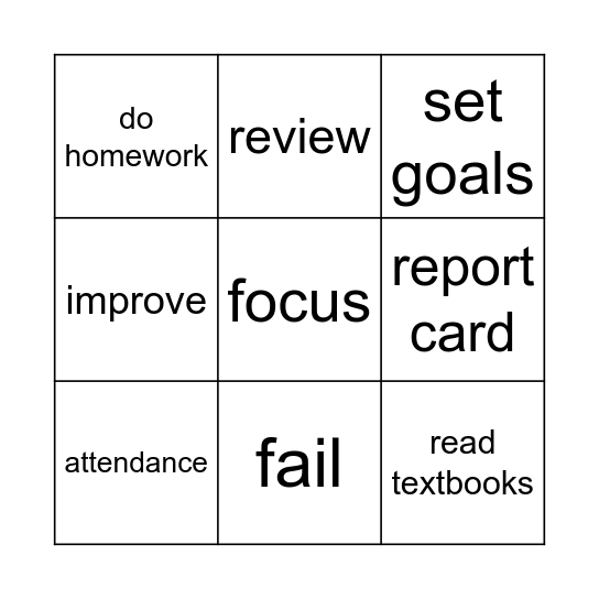 Bingo (School) Bingo Card