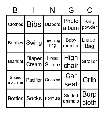 baby bingo Card