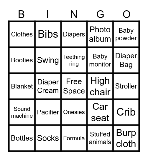 baby bingo Card