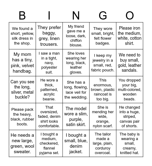 Dress to Impress Bingo Card