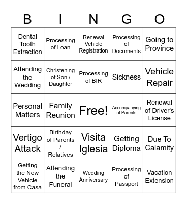 Authorized Absent Ideas Bingo Card
