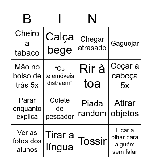 Bingo do Zé Manel Bingo Card