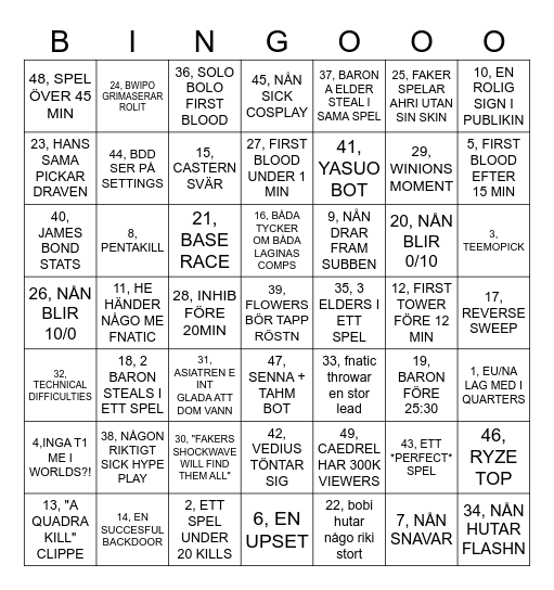 25 WRLDS Bingo Card
