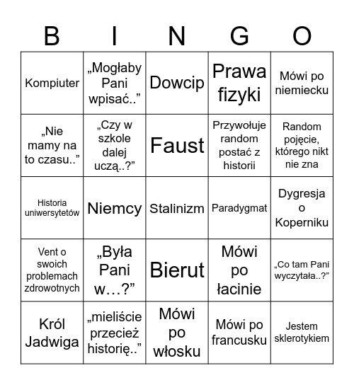 TREGER BINGO Card