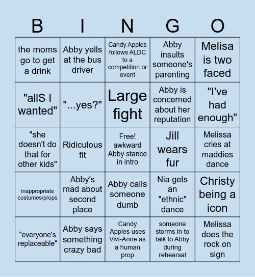 Dance Moms Bingo! Bingo Card