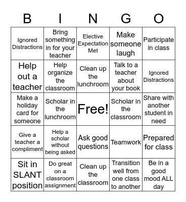 Holiday Bingo! Bingo Card