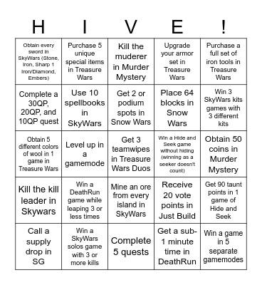 Hive Bingo Card