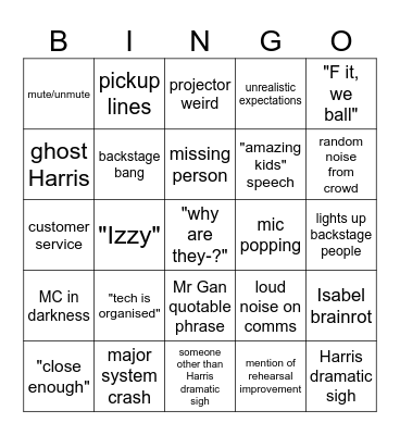 Tech crew bingo Card
