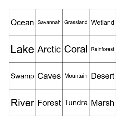 Habitat Bingo Card Bingo Card