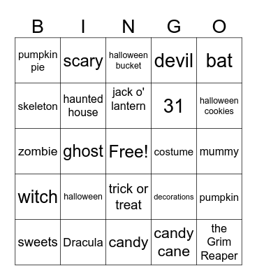 Halloween BINGO Card
