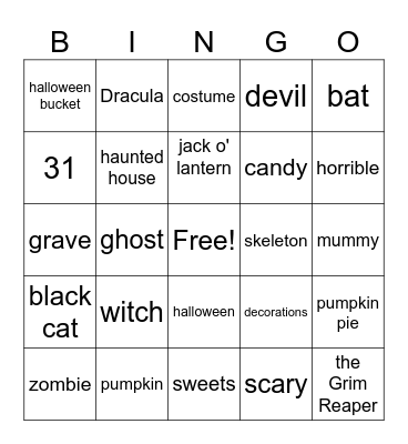 Halloween BINGO Card