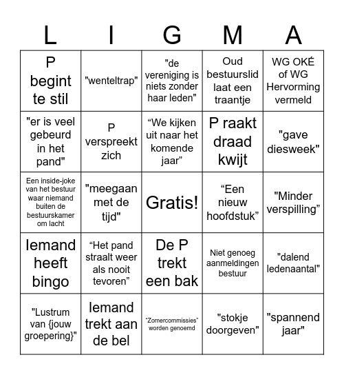 P-rede bingo Card