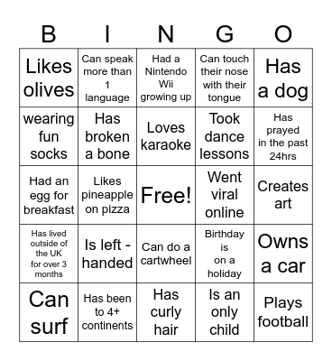 Find someone who... Bingo Card