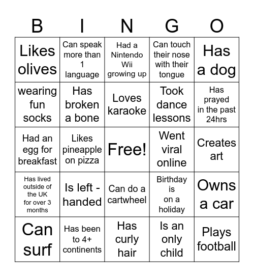 Find someone who... Bingo Card