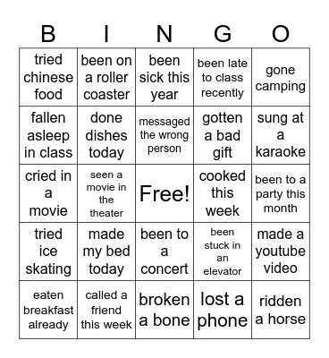 Present Perfect Bingo! Bingo Card
