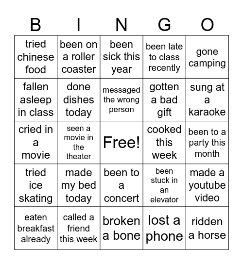 Present Perfect Bingo! Bingo Card