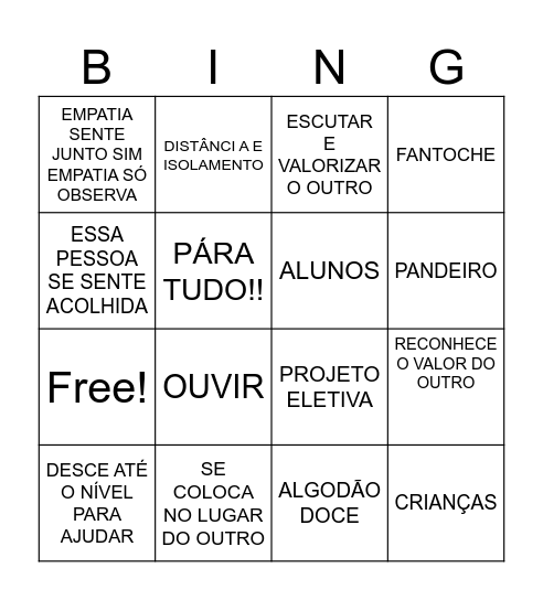 ELETIVA Bingo Card