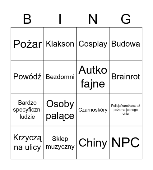 Katowice Bingo Card