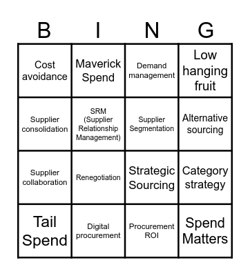 Procurement BINGO Card