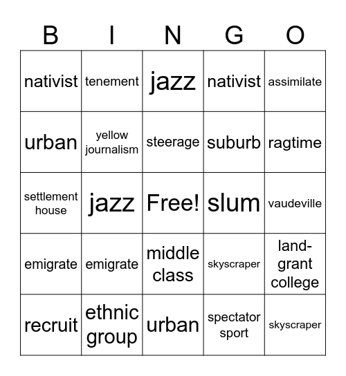 Ch. 5 Vocabulary- 6th Bingo Card