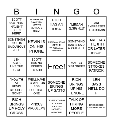 SALES L10 BINGO Card