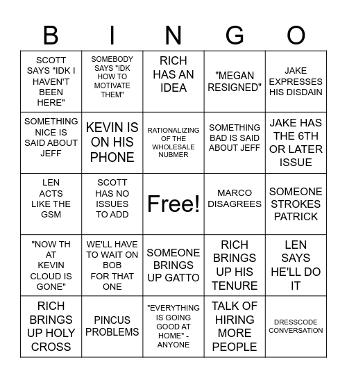 SALES L10 BINGO Card