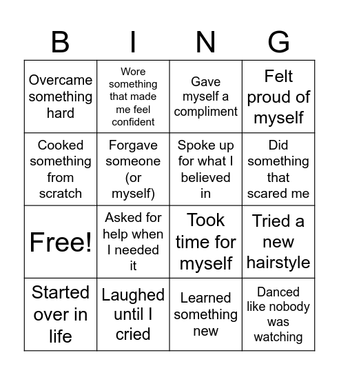 HerStory Bingo Card