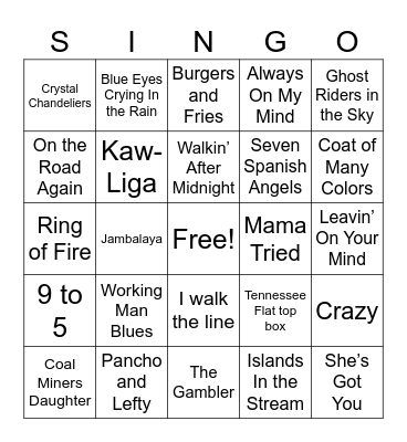 Music Bingo Card