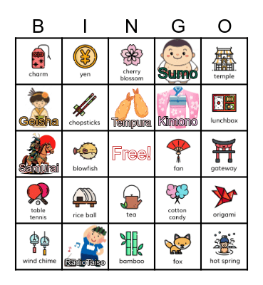 JAPAN BINGO Card