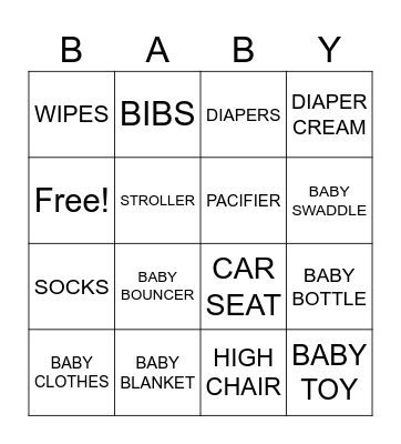 Baby Shower Bingo Card