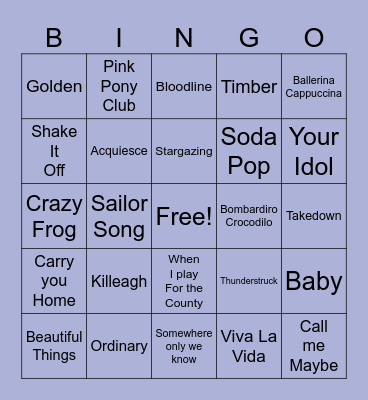 Musical Bingo Card