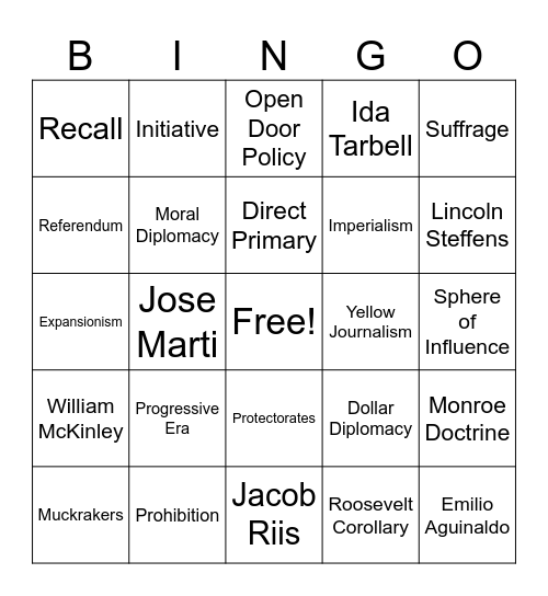 Ch.7+8 Vocab Review Bingo Card