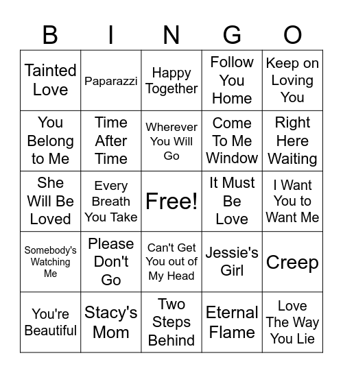 Somebody's Watching You Bingo Card