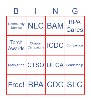 DECA/BPA Bingo Card